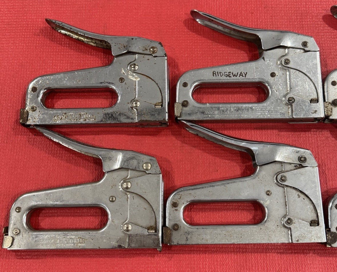 Arrow T-50, T-25 Lot of 6 Heavy Duty Steel Staple Guns- Tested working Condition