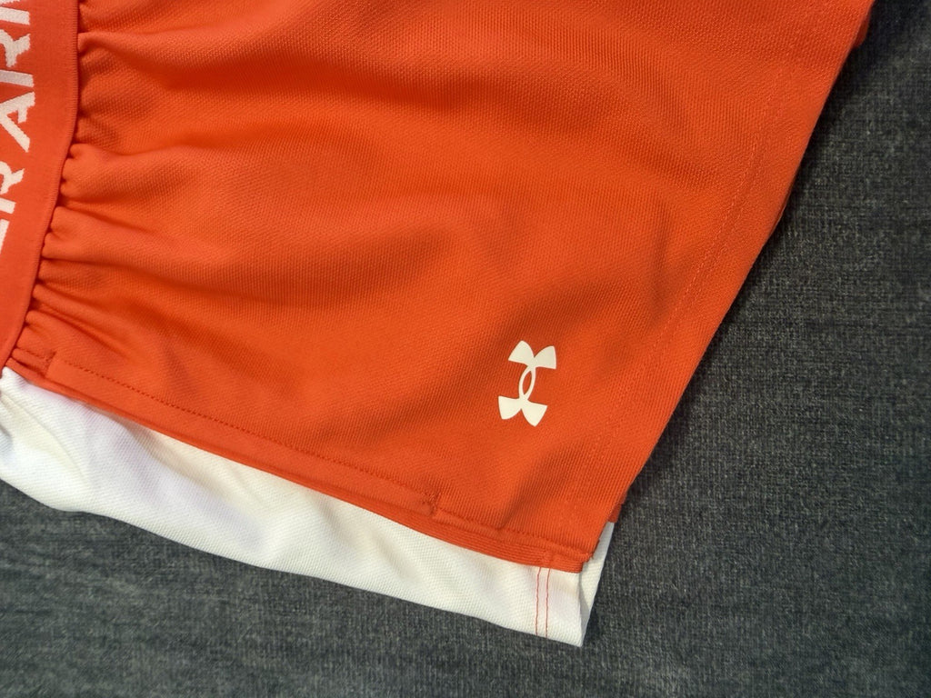 Under Armour G-Tech Play Up Shorts Girls Medium Orange Elastic Waist Classic