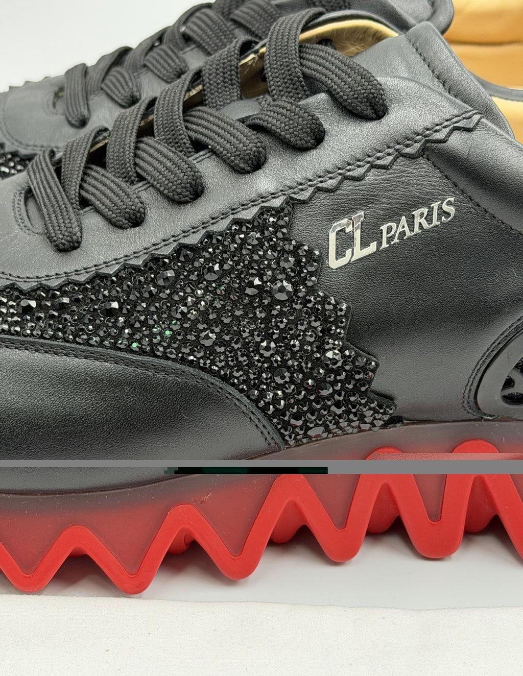 Christian Louboutin Loubishark Sneakers Leather Swarovski Crystal Size 43.5 EU