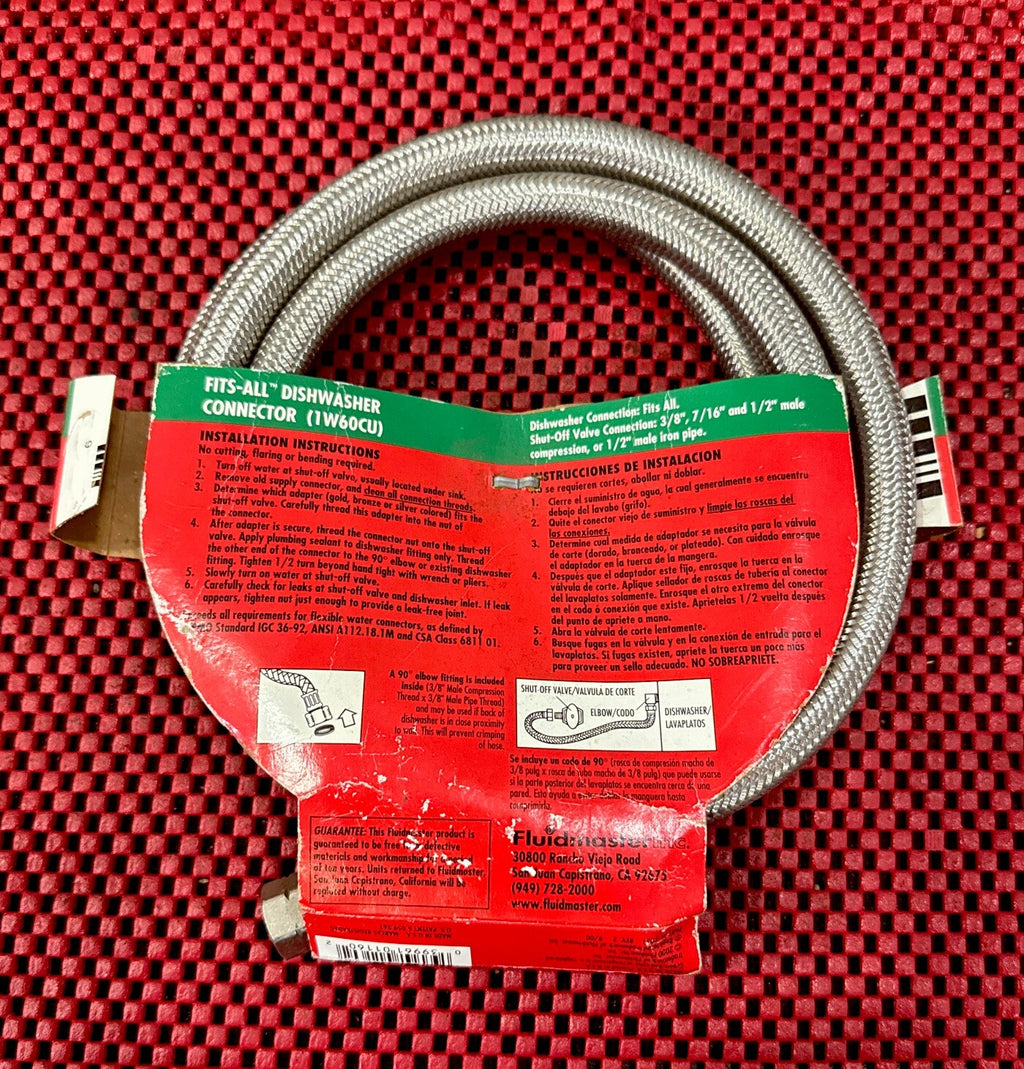 Fluidmaster 1W60CU Braided Universal Dishwasher Connector, 60 in Length, 3/8 in