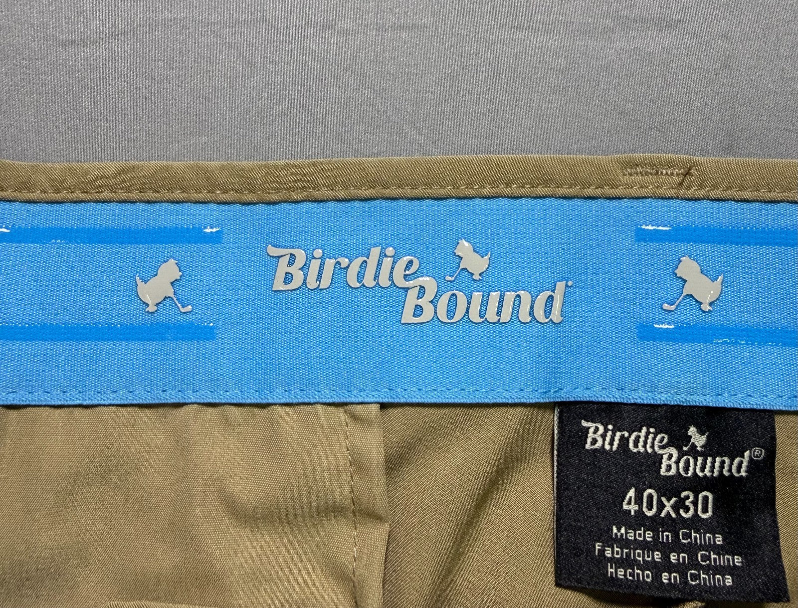 Birdie Bound Regular Fit Golf Pants Men's 40x30 Beige Straight Leg Performance