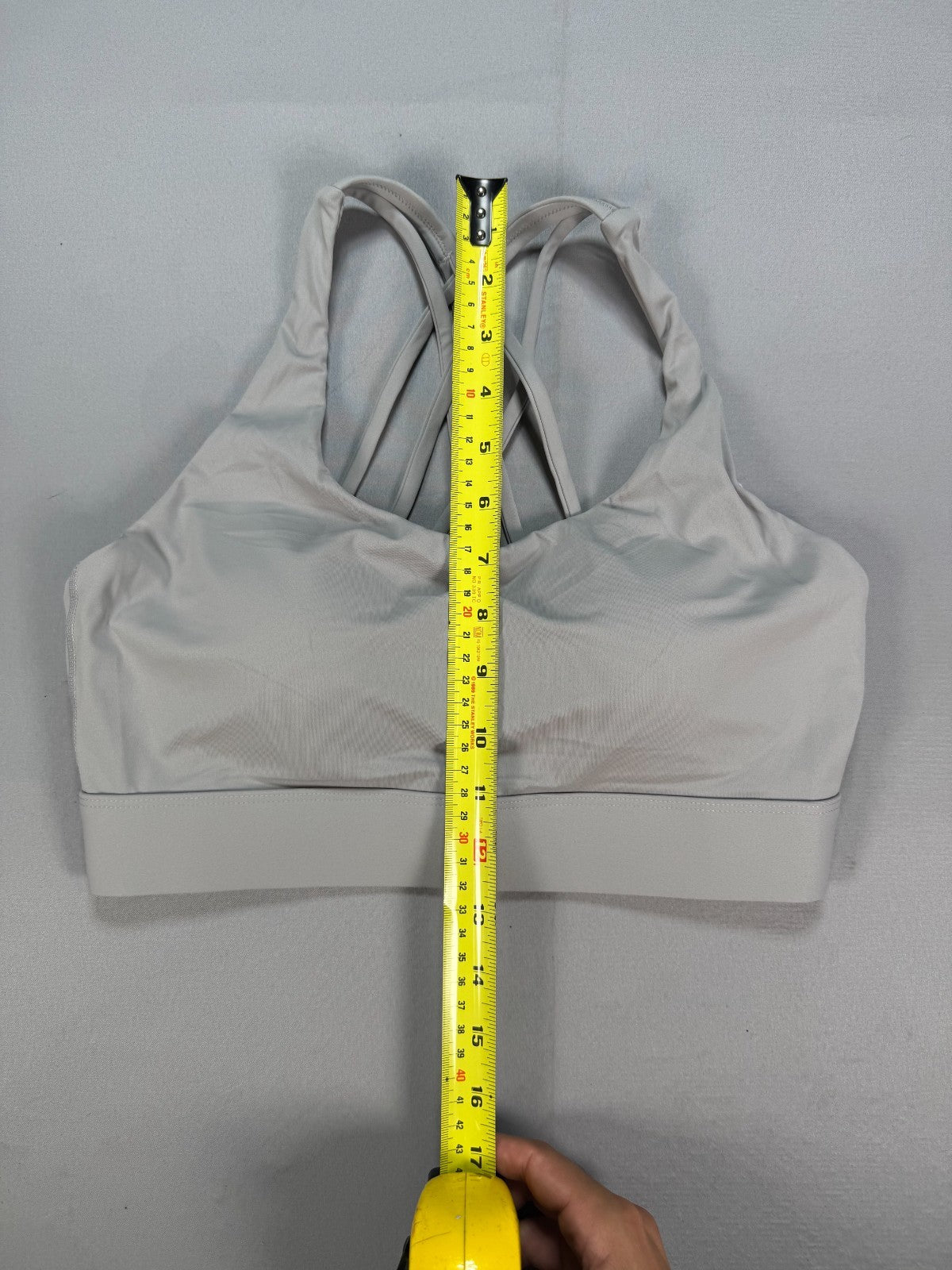 Womens Light Gray Strappy Crisscross Back Sports Bra Padded Yoga Gym Workout Top