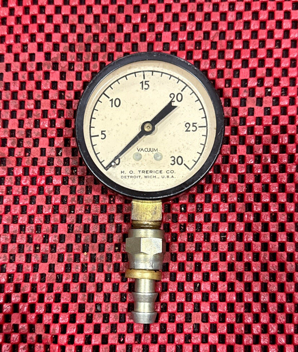 Vintage H.O Trerice Co. Vacuum Gauge 0-30" 2-1/2" Dial Gauge Detroit Made In USA