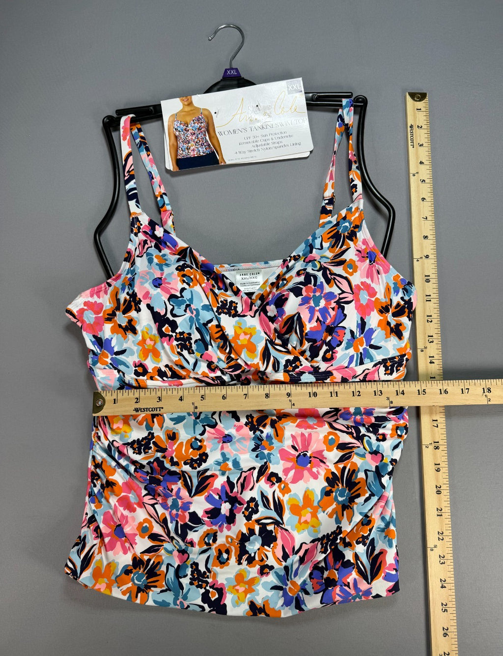 Anne Cole Limited Edition Tankini Swim Top Women's 2XL Multicolor Floral Preppy