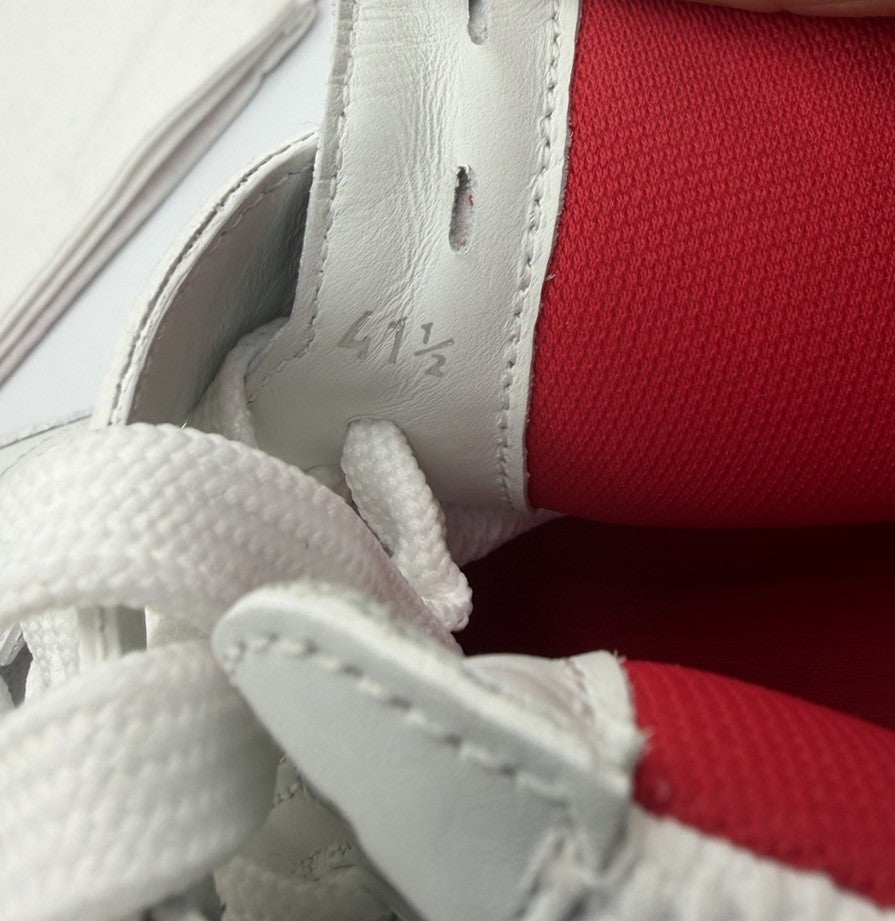 CHRISTIAN LOUBOUTIN White Red Astroloubi Spike Mid Top Sneakers 41.5 EU; 8.5 US