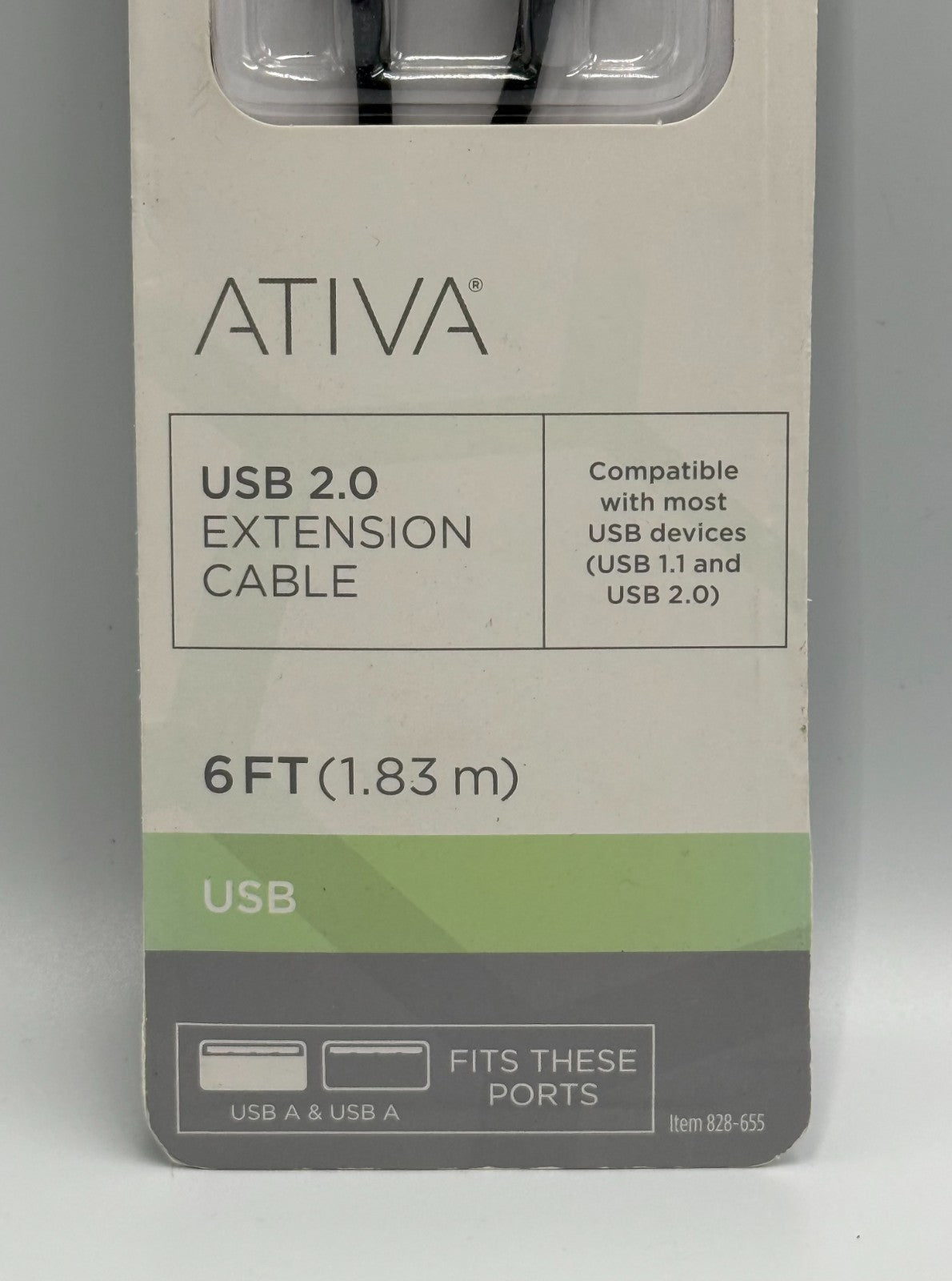 New Ativa 6 Foot USB Extension Cable Black Male to Female Port Extender Cord