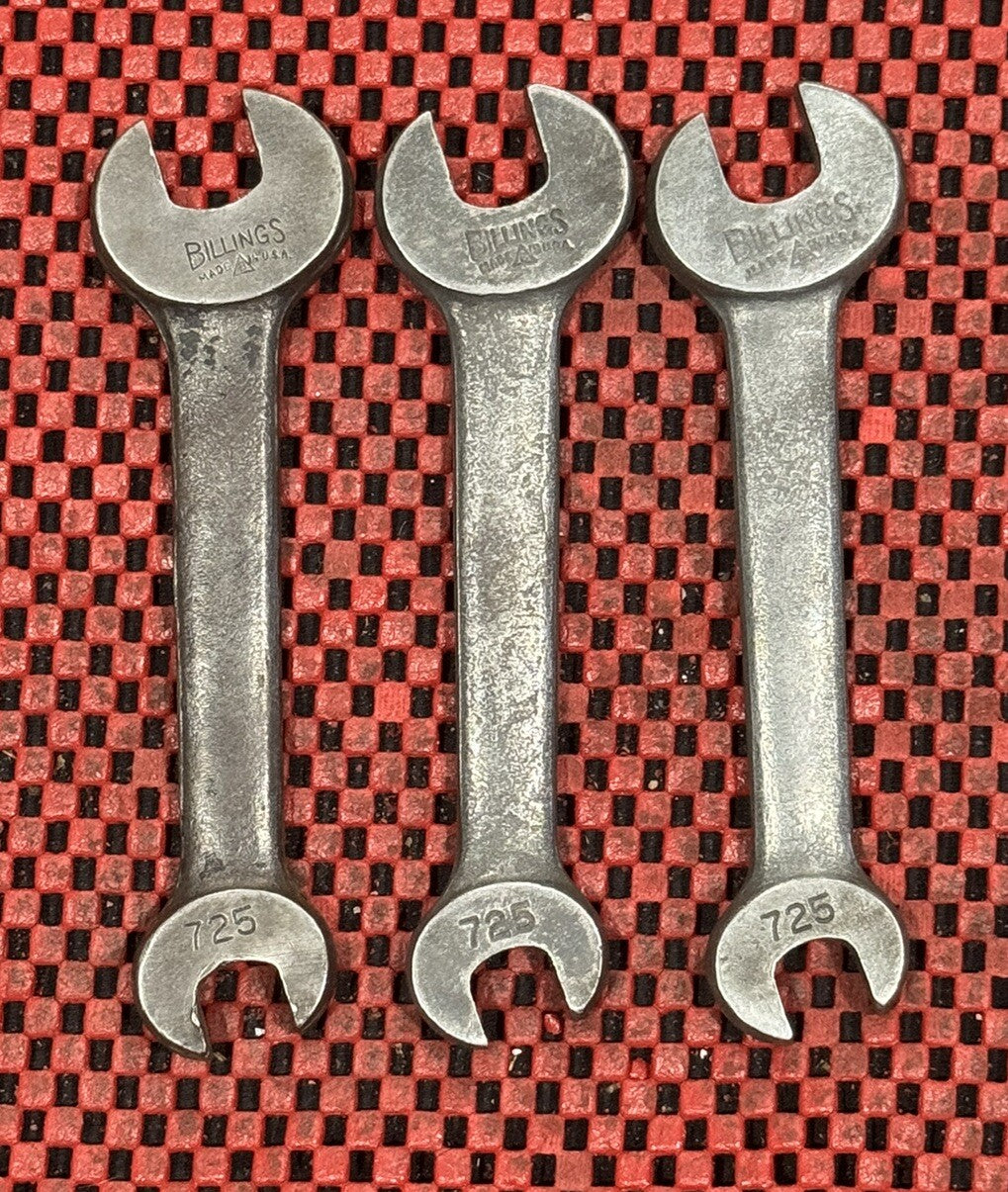 Vintage Billings Tools 725A Open End Wrench 3 Pc Lot Made In Usa N5