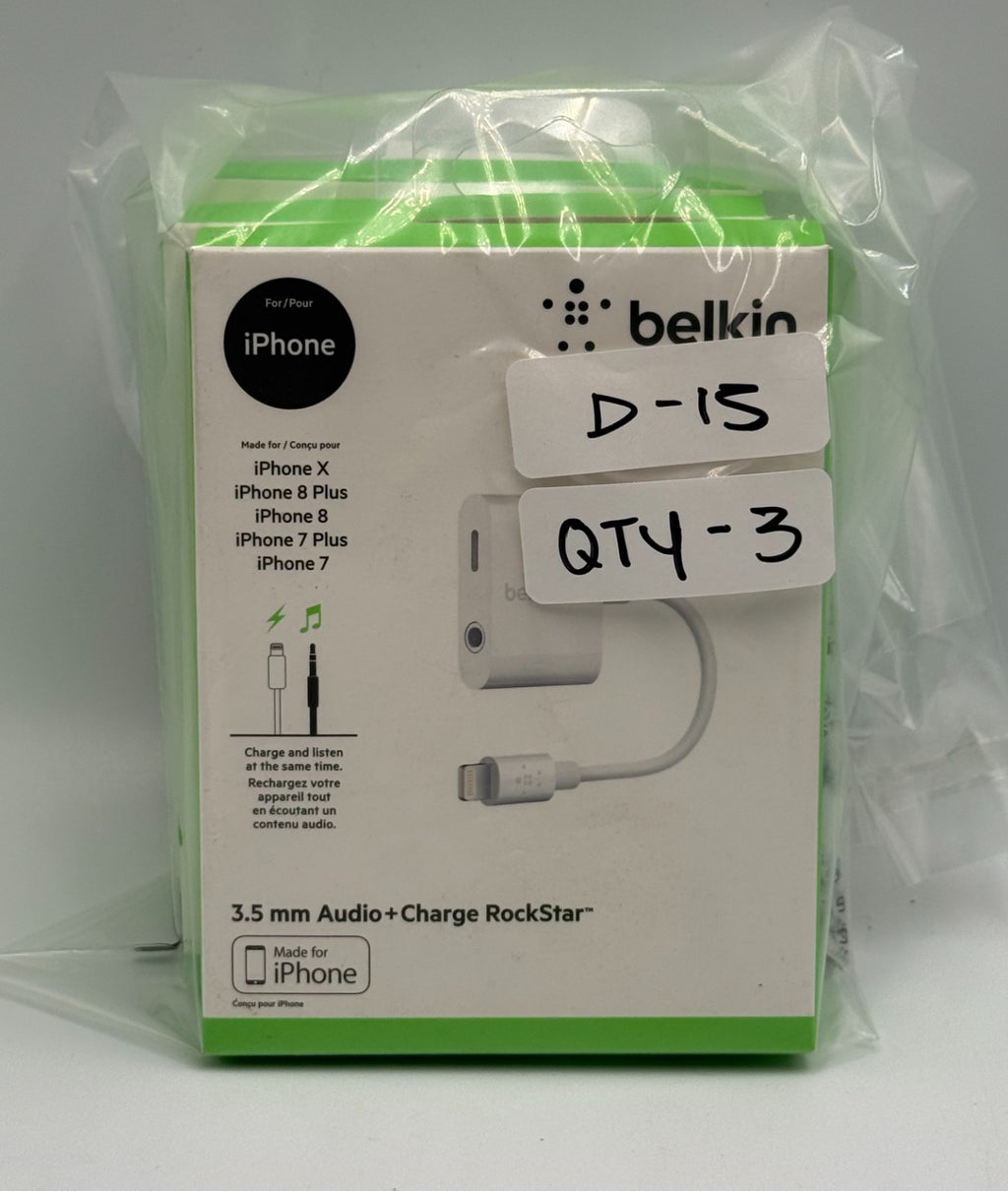 New Belkin Fast Cable to 3.5 mm Aux Audio and Charging Adapter iPhone Splitter