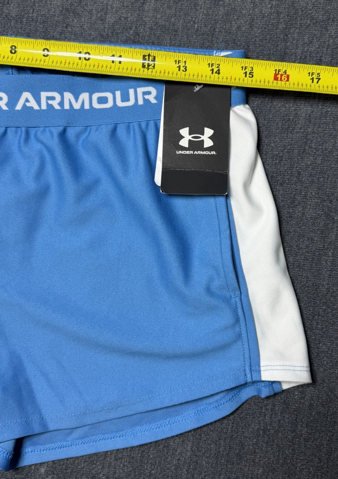 NWT Under Armour Tech Play Up Shorts Girls size YXL Ether Blue Drawstring