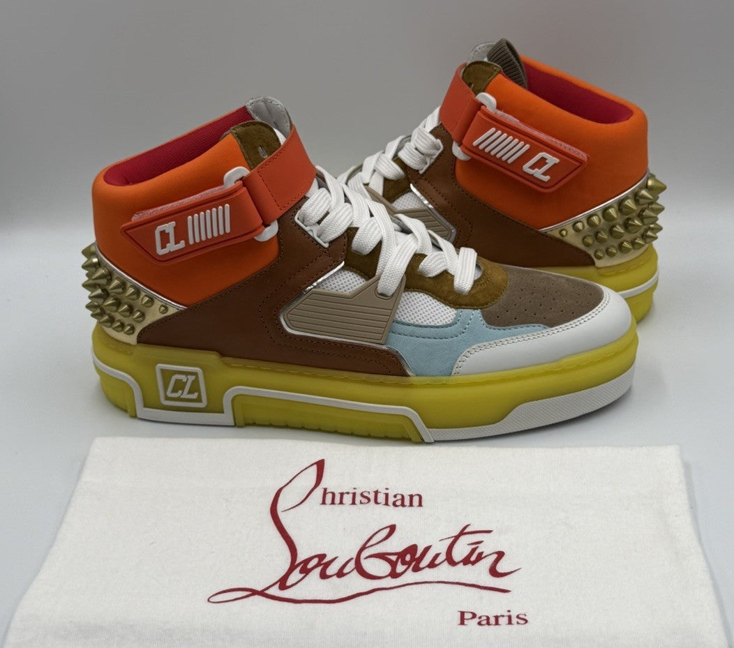 AUTHENTIC Christian Louboutin High Top Sneakers Red Sole Size 44.5 EU 11.5 US