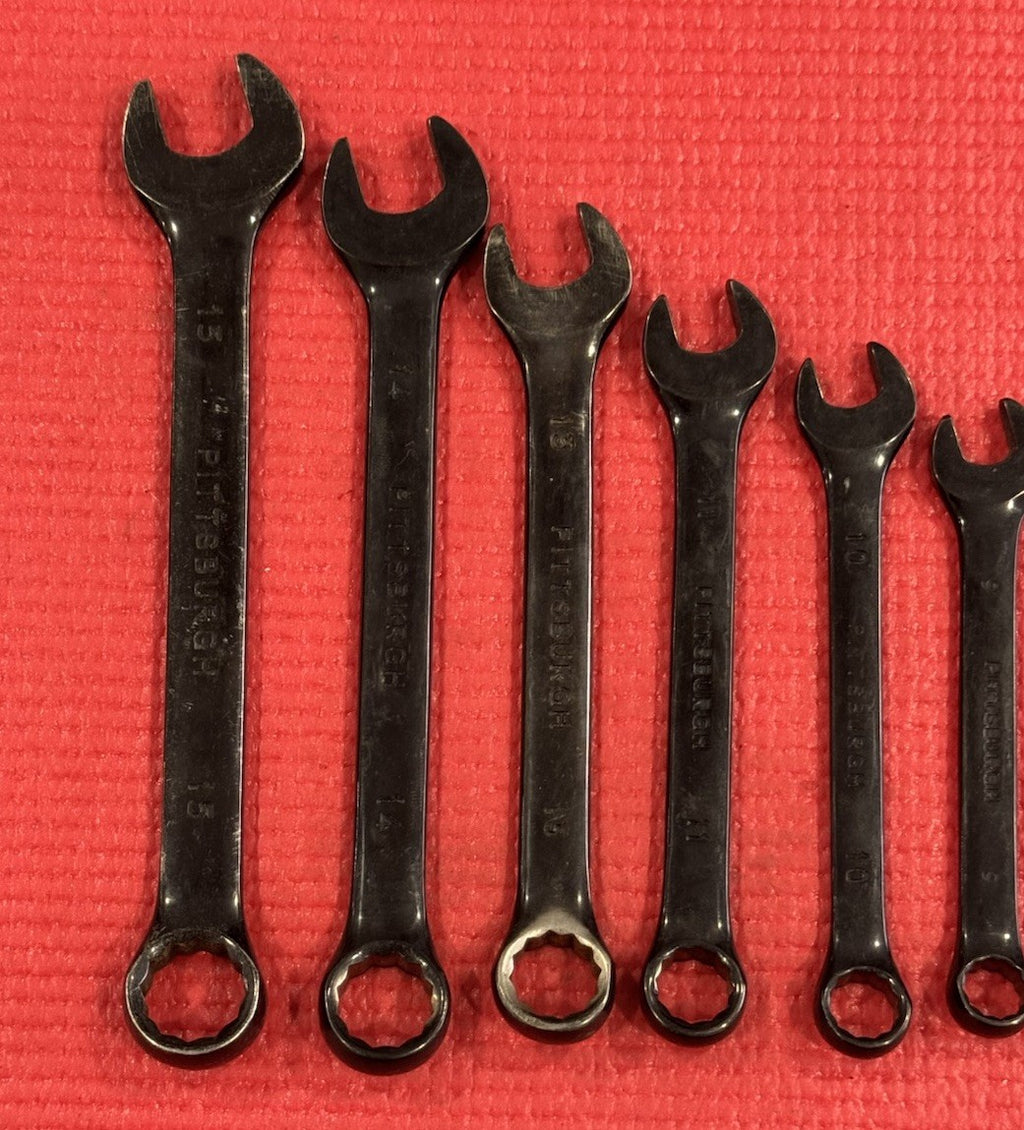 Vintage Pittsburgh 8 Pc Set Black Metric Combination Wrench Drop Forged 12 Point