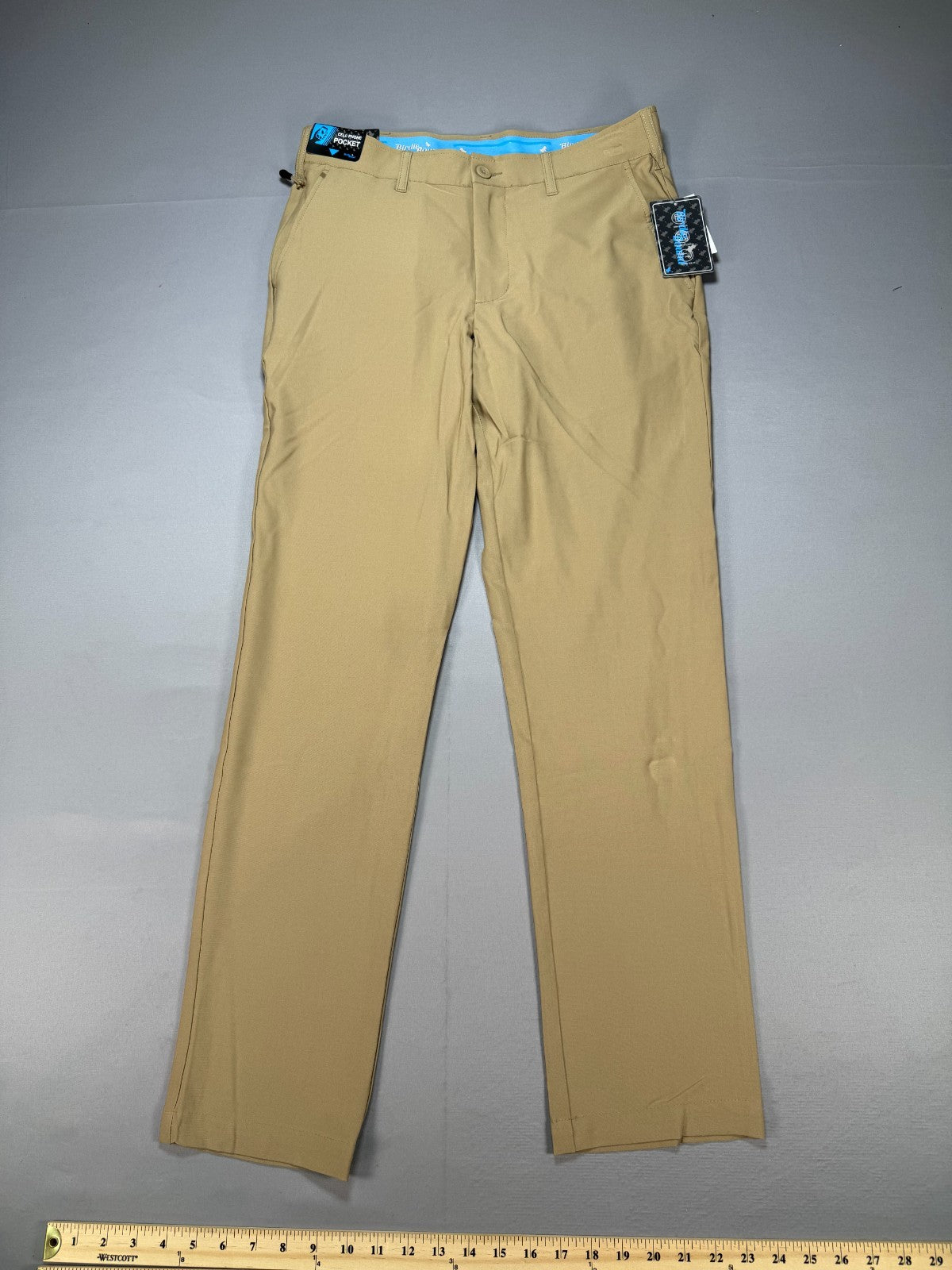 NWT Birdie Bound Golf Pants Men's 32X32 Beige Flat Front Lightweight Performance