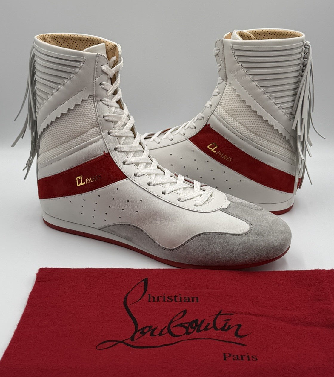 AUTHENTIC CHRISTIAN LOUBOUTIN Suede Knock-Out Boxing Sneakers (44 EU; 11 US)