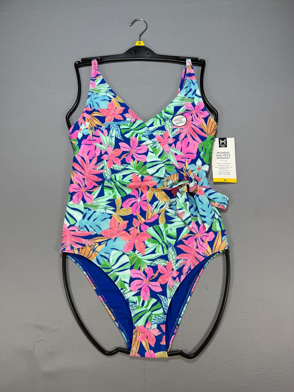 NWT Member's Mark One-Piece Swimsuit Women's Medium Blue Multi Floral Summer