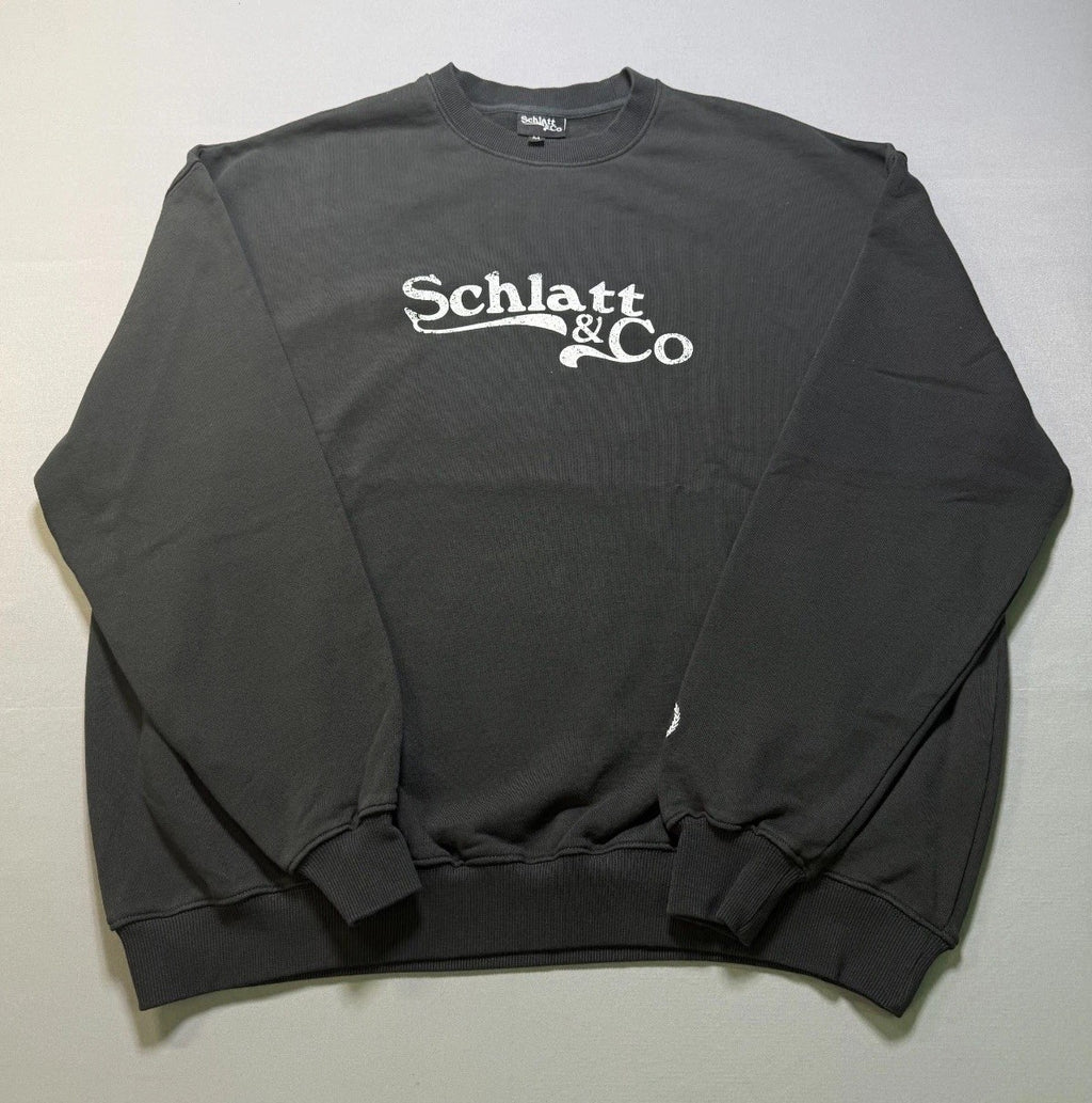 NWT Schlatt & Co Crewneck Sweatshirt Men's Medium Black Long Sleeve Y2K Sports