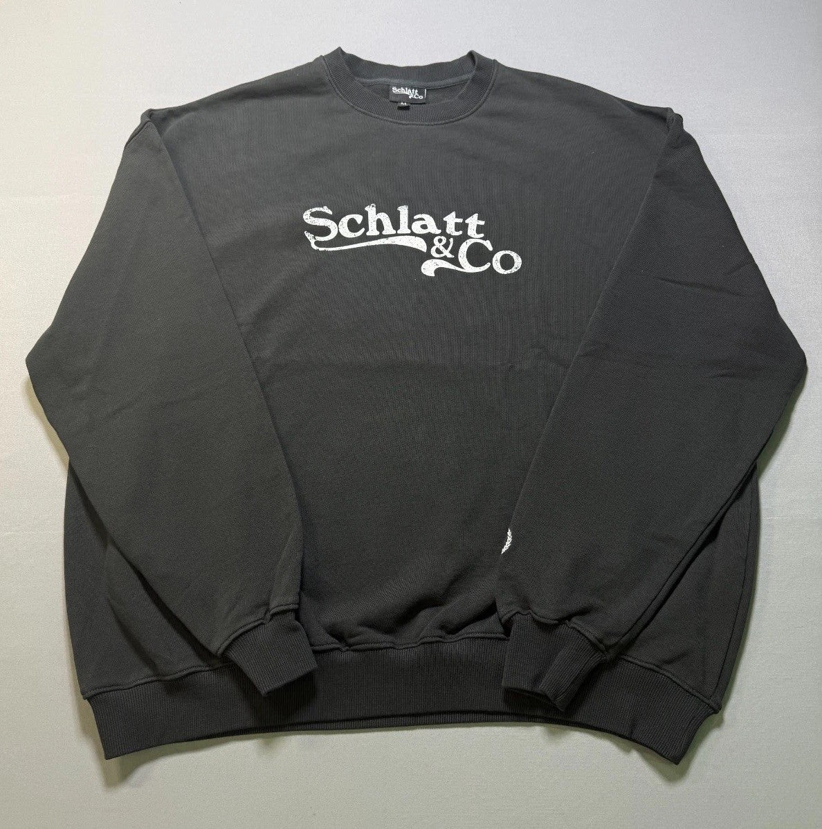 NWT Schlatt & Co Crewneck Sweatshirt Men's Medium Black Long Sleeve Y2K Sports