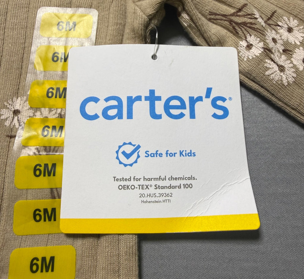 NWT Carter's 3-Piece Outfit Set Baby Girls 6 Months Taupe Long Sleeve Comfort
