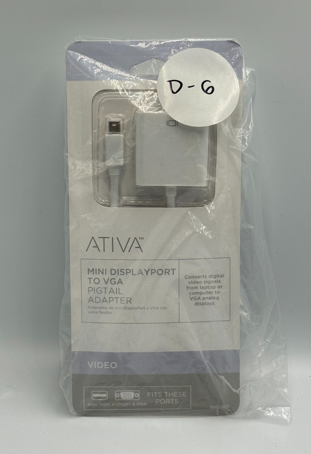New Ativa Mini DisplayPort to VGA Adapter Mac Windows Laptop to Monitor Cable