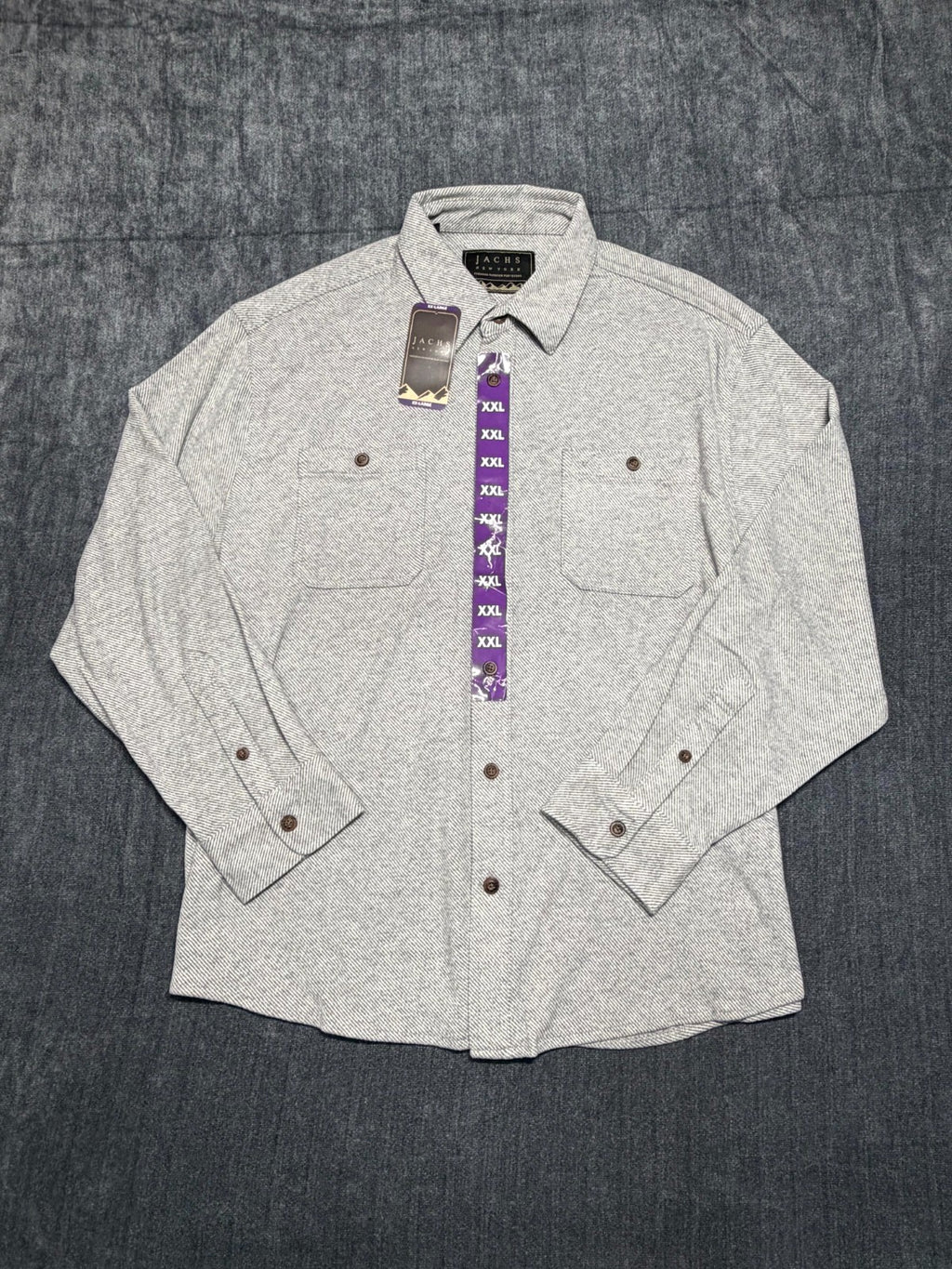 NWT Jachs New York Knit Button-Up Shirt Men's 2XL Light Gray Long-Sleeve Pockets