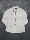 NWT Jachs New York Knit Button-Up Shirt Men's 2XL Light Gray Long-Sleeve Pockets
