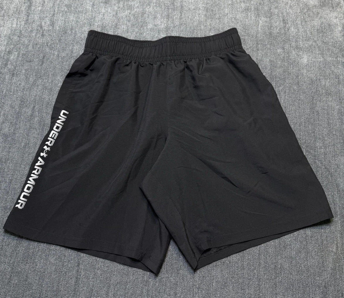 Under Armour Woven Wordmark Shorts Men's Small Black Logo Casual Wear