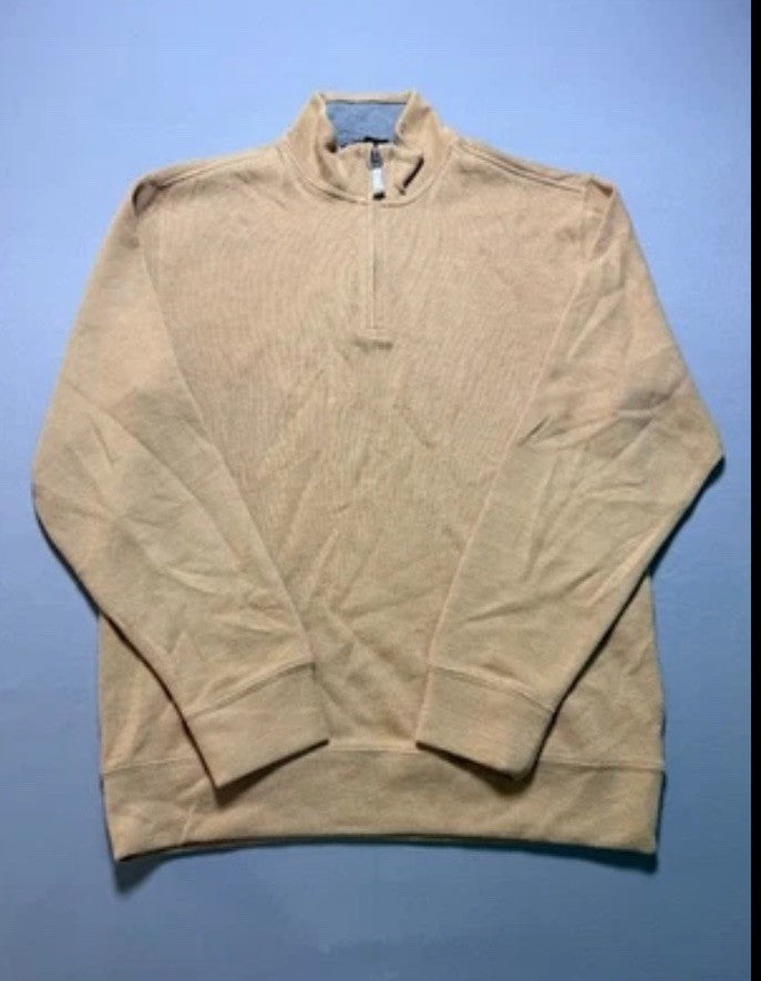 NWT Lands End 1/4 Zip Pullover Sweater Men's Small Beige Long Sleeve Mock Neck