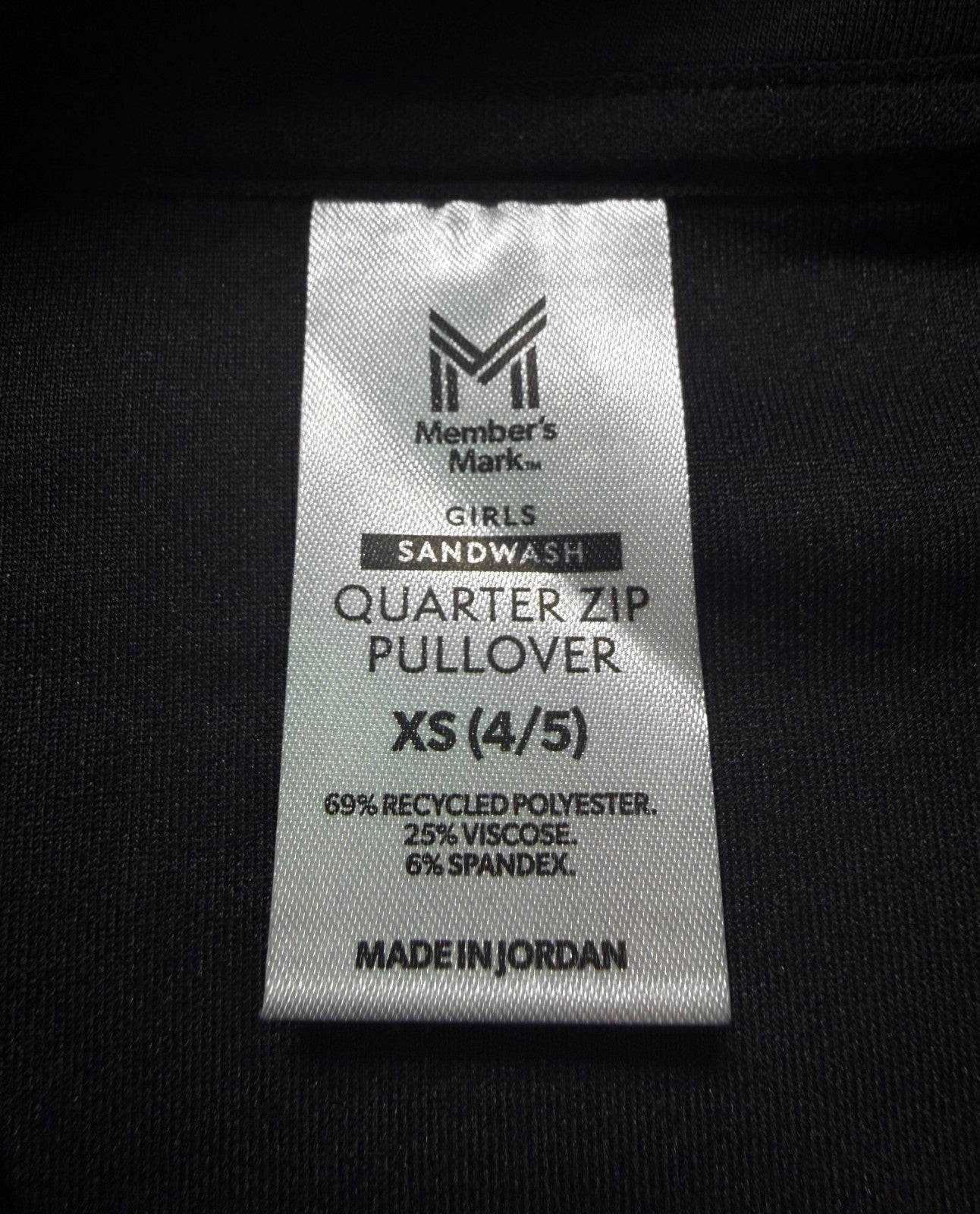 NWT Member's Mark Quarter-Zip Pullover Sweater Girls XS (4/5) Black Long Sleeve