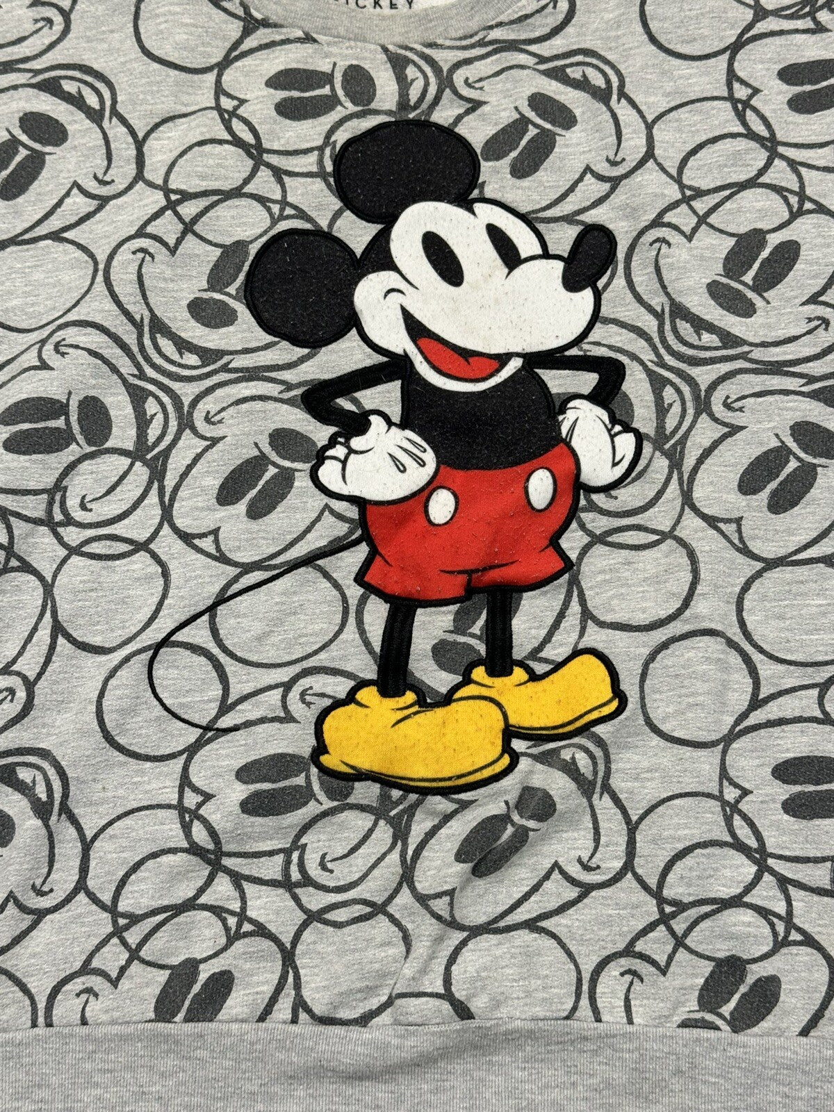 Disney Mickey Mouse Youth Large Gray Mickey Design Pullover Sweater
