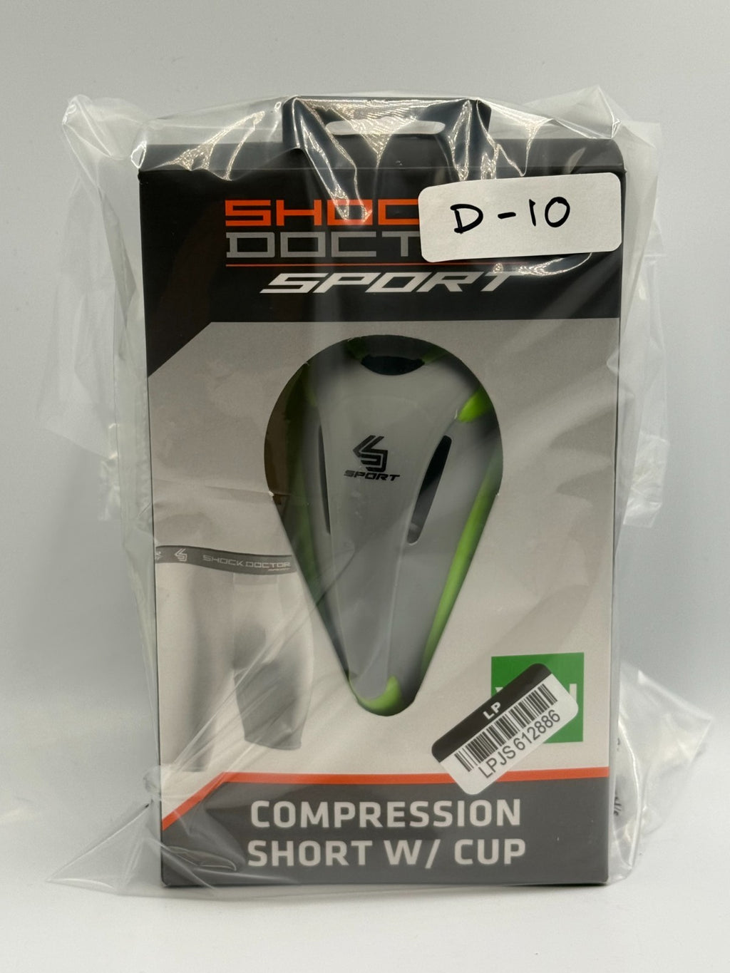 New Shock Doctor Sport Gray Lime Compression Short with Protective Flex Cup