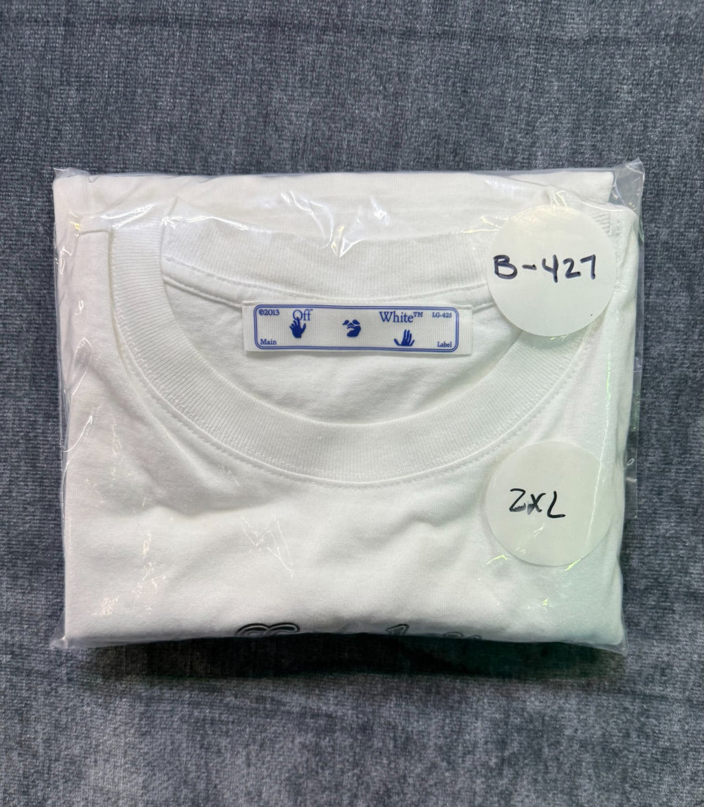 Off-White Logo T-Shirt Mens 2XL White Classic Pullover Short Sleeve Crew Neck