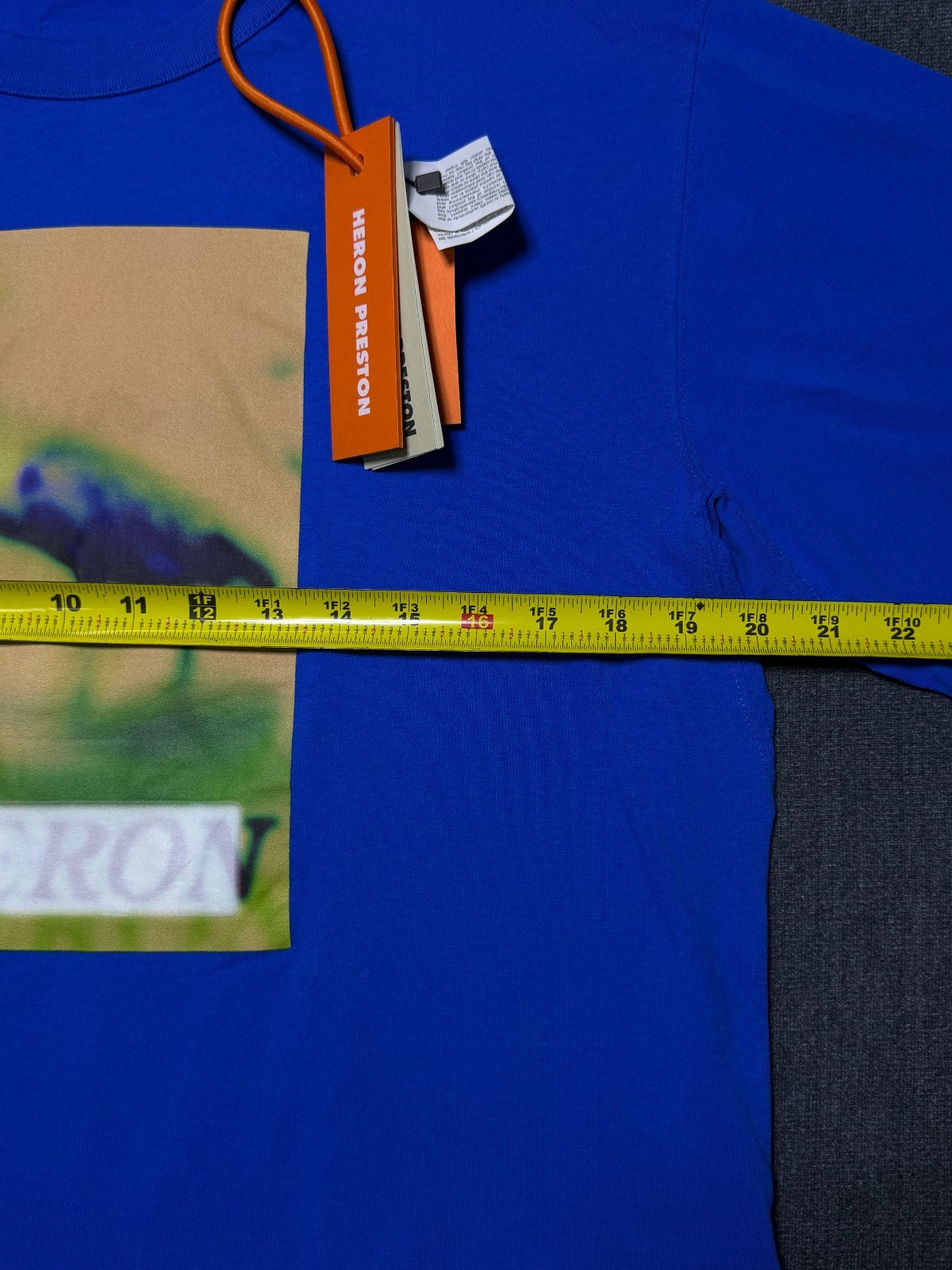 NWT Heron Preston Graphic Print Oversized T-Shirt Men's Large Blue Short Sleeve