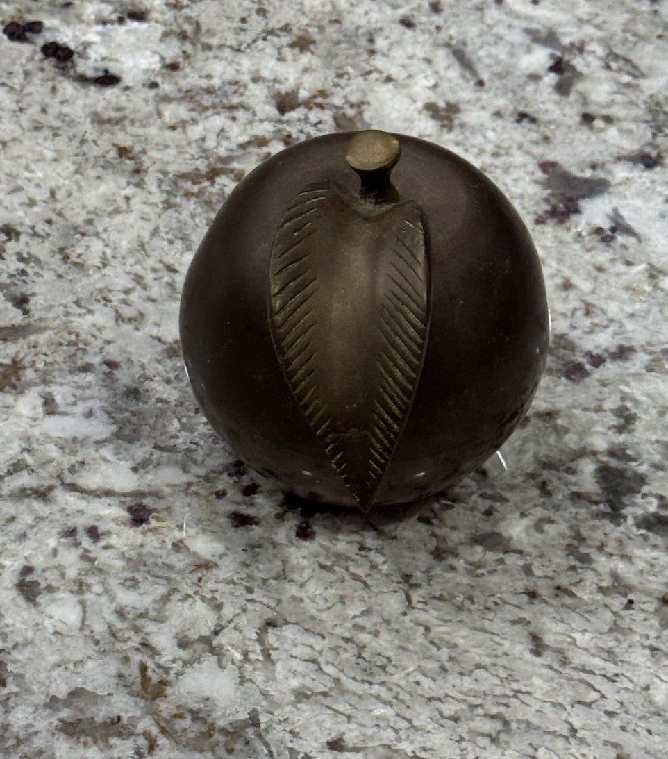 Vintage Large Solid Brass Apple Paperweight Desktop Rare