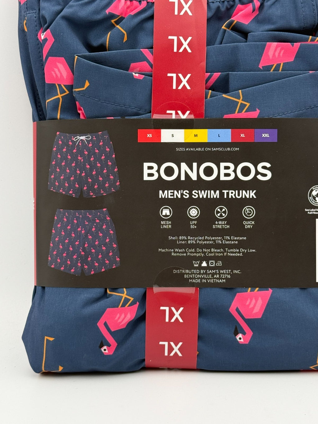 NWT Bonobos Swim Trunks Men's XL Blue Flamingo Print Drawstring Summer Beach