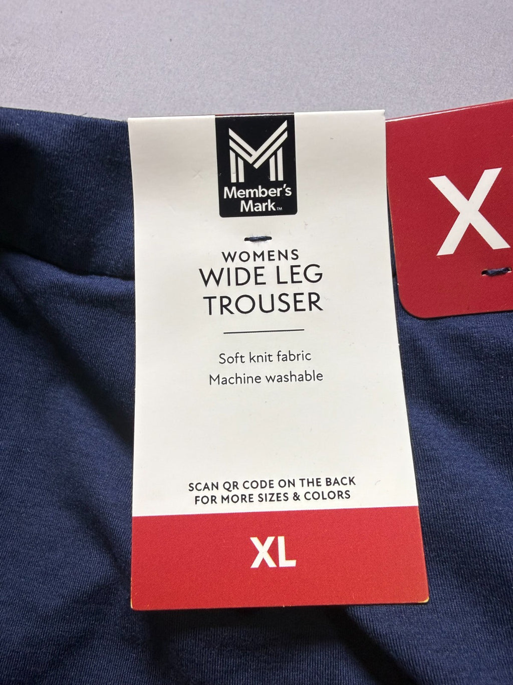 NWT Member's Mark Soft Knit High Waisted Wide Leg Trouser Women's XL Blue Preppy