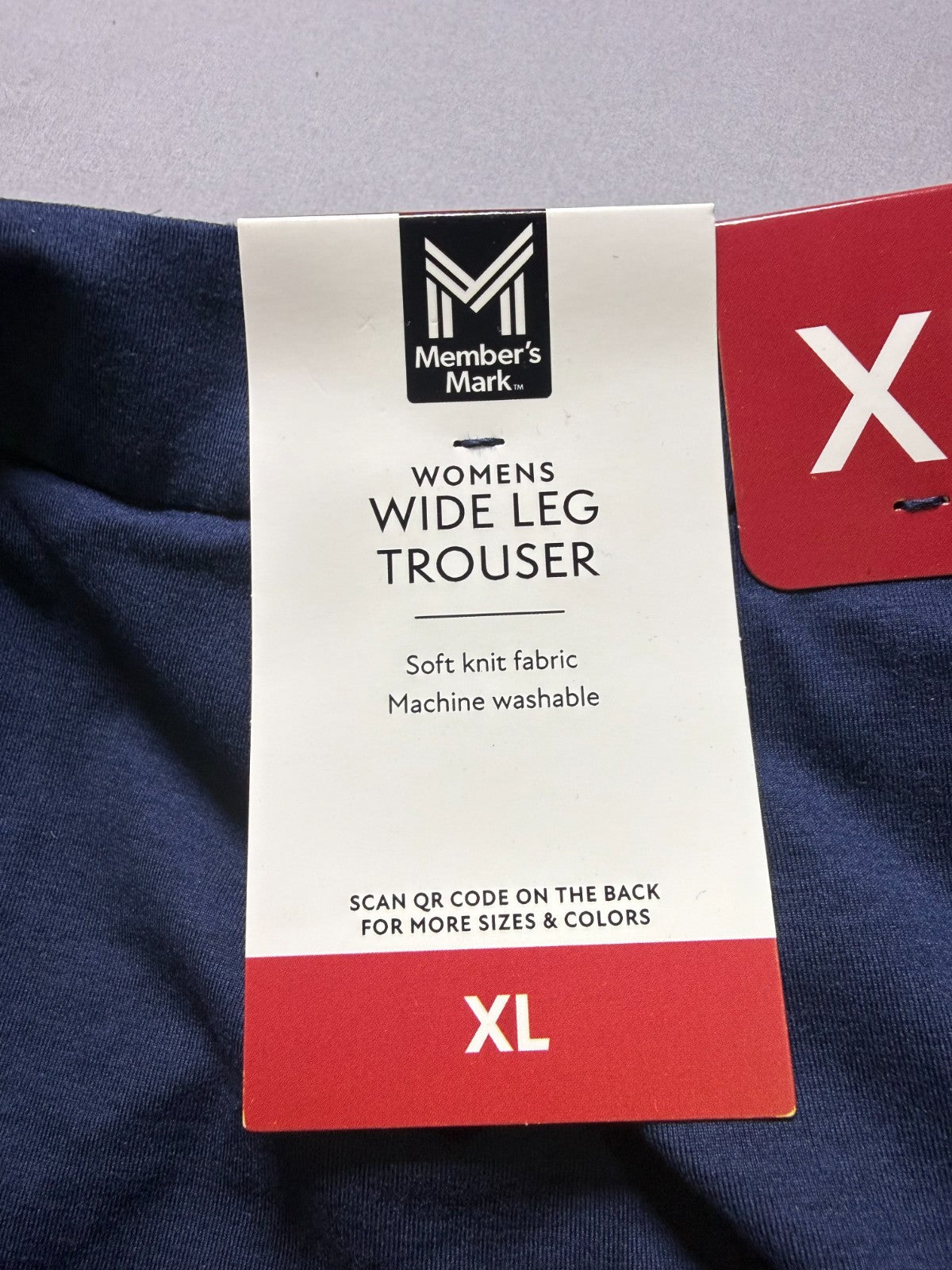 NWT Member's Mark Soft Knit High Waisted Wide Leg Trouser Women's XL Blue Preppy
