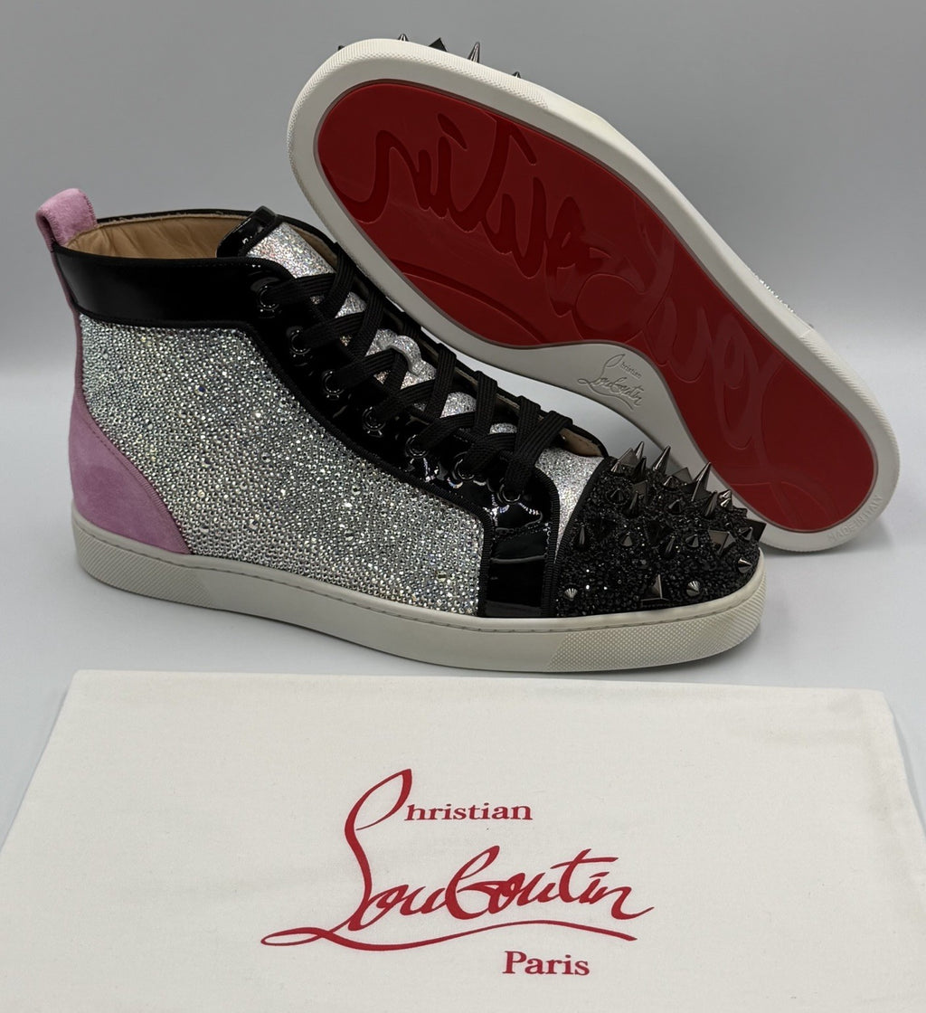 CHRISTIAN LOUBOUTIN Louis Strass Sneakers Pink High Swarovski Size 43 EU, 10 US