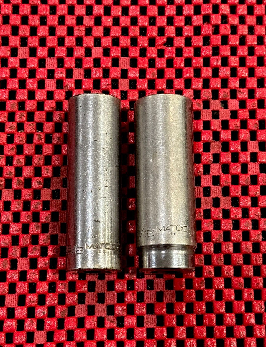 Matco Tools 2 PC SET 3/8” Drive SAE 6 Point Deep Sockets Made In USA N2