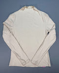 Oakgarden Ribbed Mock Turtleneck Shirts Women's Medium Beige Long Sleeve Stretch