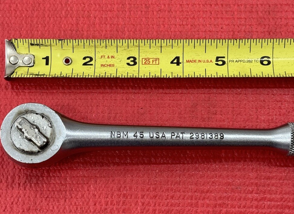 Vintage New Britain Machine Co. NBM 45 1/2" Drive 10" Long Knurled Ratchet