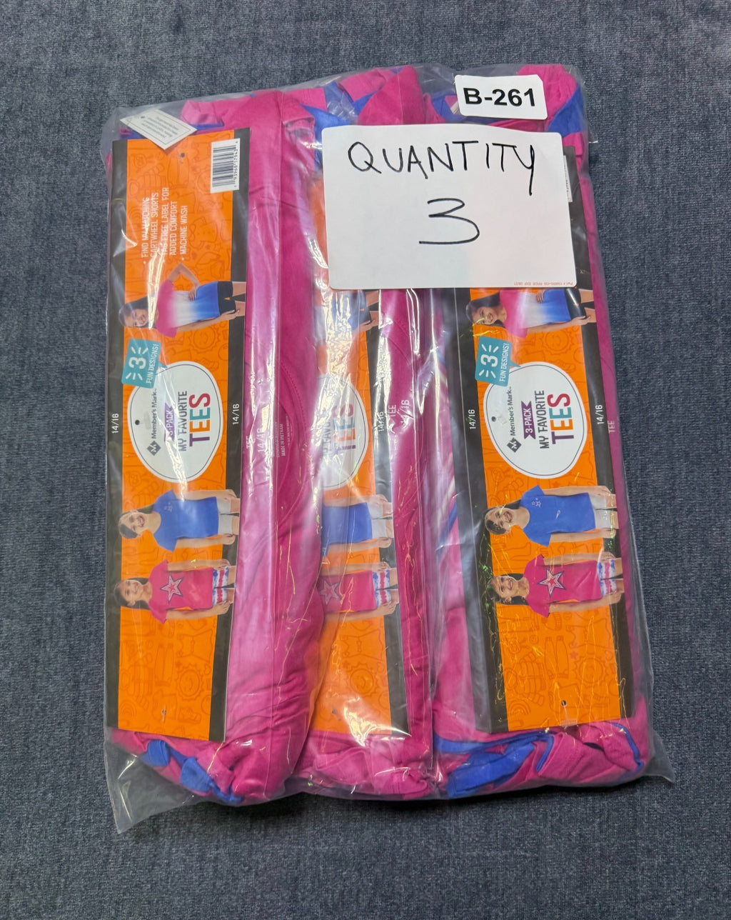 NWT Member's Mark My Favorite T-Shirt Girls 14/16 Multi Short Sleeve - Pack of 3