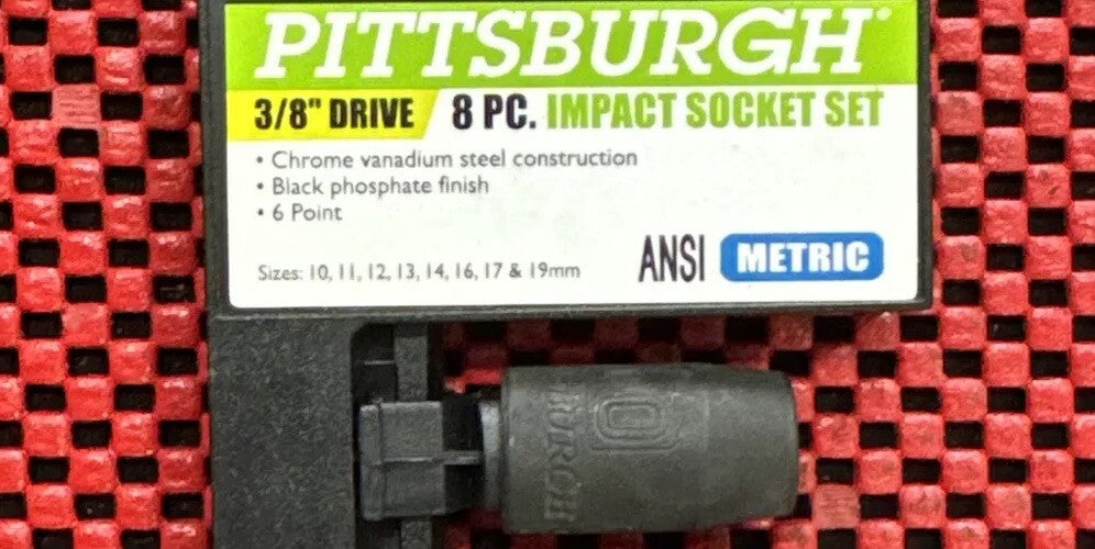 Pittsburgh NEW 3/8" Drive 8pc Impact Socket SET Metric 10,11,12,13,14,16,17,19mm