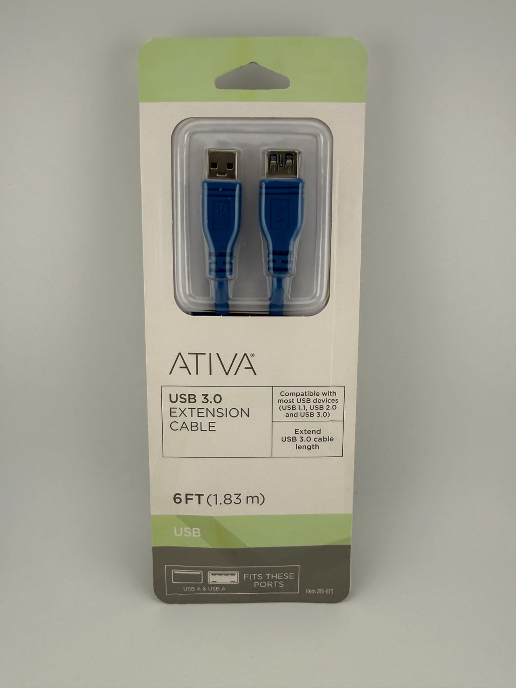 NEW Ativa 283-871 Blue USB-A Male to Female 1.83m PC 6ft USB 3.0 Extension Cable