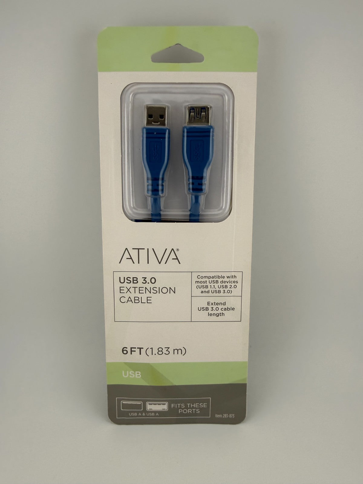 NEW Ativa 283-871 Blue USB-A Male to Female 1.83m PC 6ft USB 3.0 Extension Cable