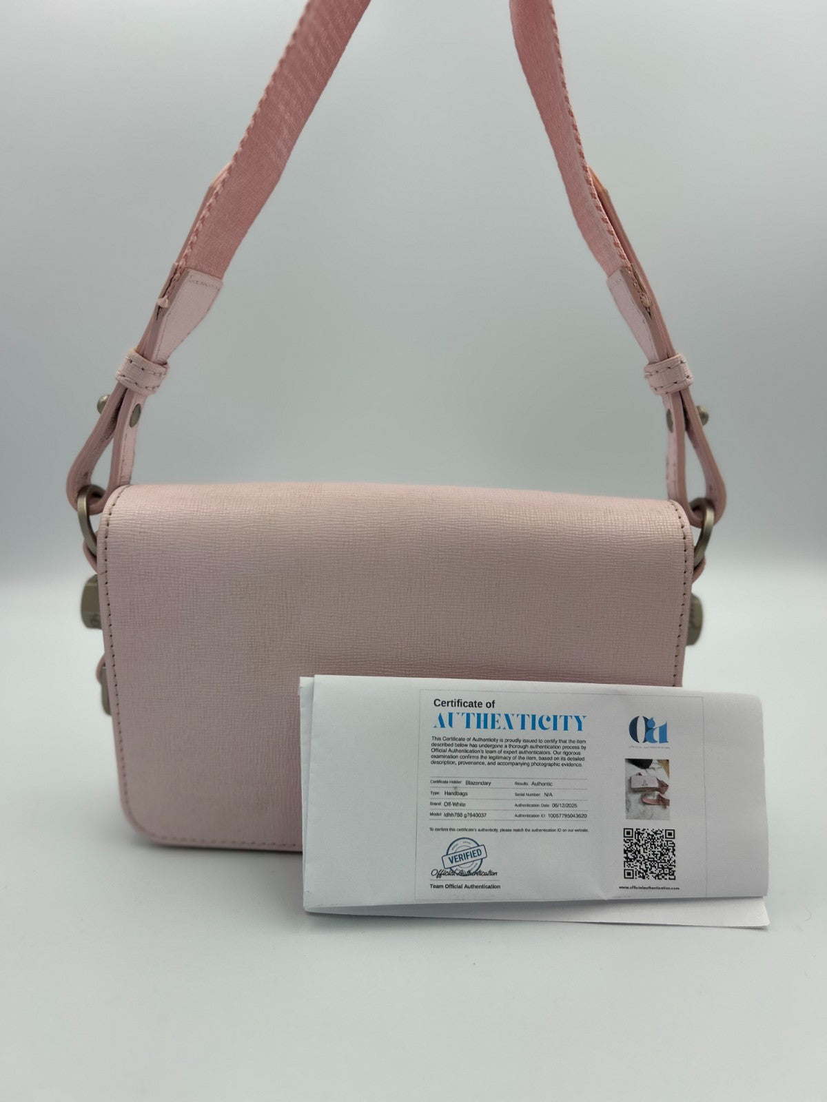 Off-White Pale Pink Binder Clip Leather Crossbody Bag Women's Modern Streetwear