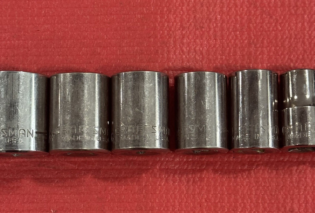 Vintage Craftsman 9pc Set 1/2" Drive 12PT  SAE Shallow Socket Set Made In USA