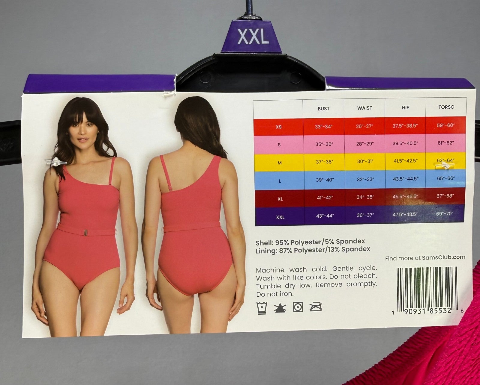 Loft Asymmetrical Textured Belted One-Piece Swimsuit Women's 2XL Pink Sleeveless