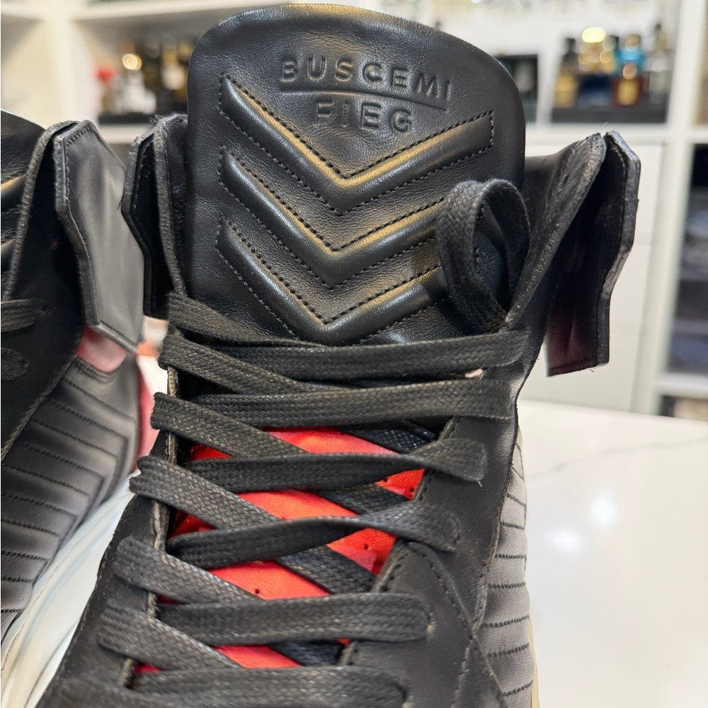 Buscemi Black and Red High-Top Sneakers