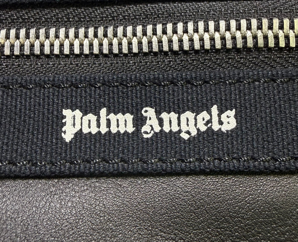 New Palm Angels Logo Backpack Unisex Black Leather Fashion Travel Outdoor Bag