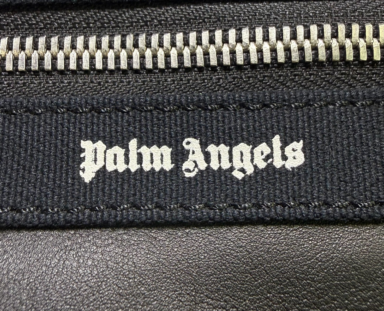 New Palm Angels Logo Backpack Unisex Black Leather Fashion Travel Outdoor Bag