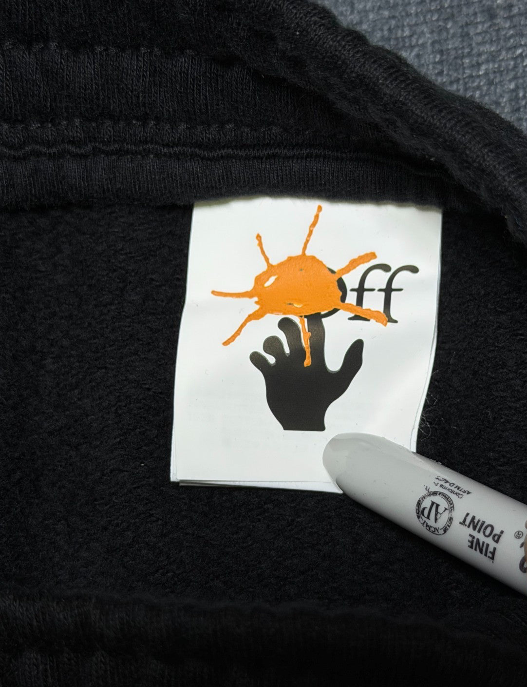 Off-White Stamp Plain Sweatpants Black Kids 12 Black Slash Pockets 100% Cotton